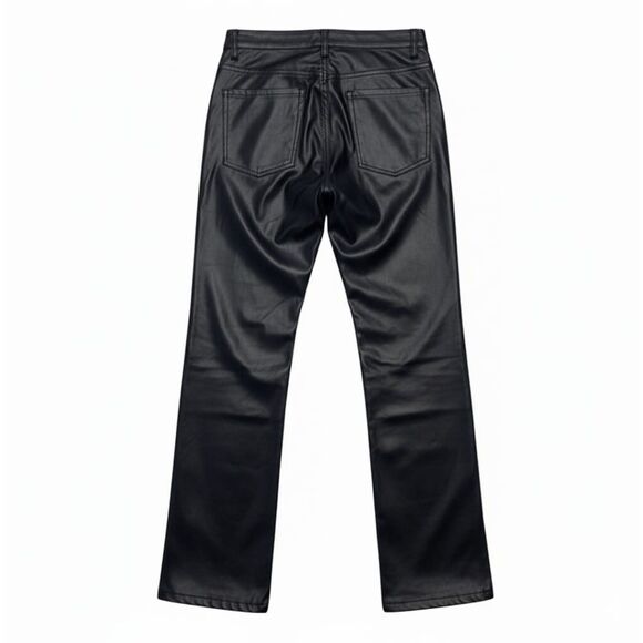 VTG 90s Y2K Black Faux Leather Pleather PVC Pants JR-S.com Cyber Generation Sz 7 - Picture 3 of 8